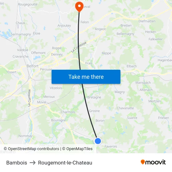 Bambois to Rougemont-le-Chateau map