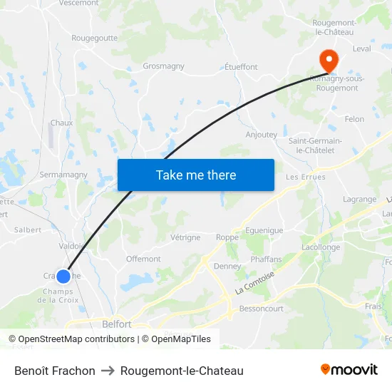 Benoît Frachon to Rougemont-le-Chateau map