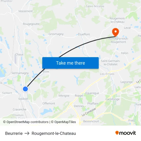 Beurrerie to Rougemont-le-Chateau map