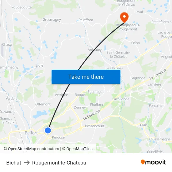 Bichat to Rougemont-le-Chateau map
