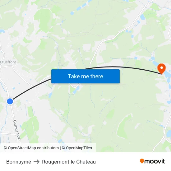 Bonnaymé to Rougemont-le-Chateau map