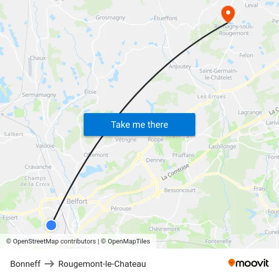 Bonneff to Rougemont-le-Chateau map