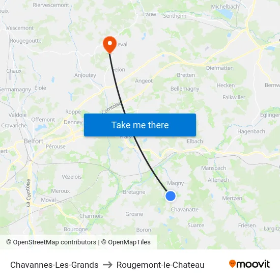 Chavannes-Les-Grands to Rougemont-le-Chateau map