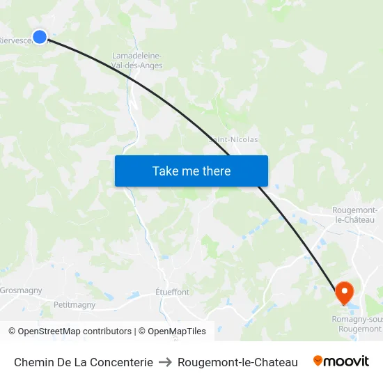Chemin De La Concenterie to Rougemont-le-Chateau map