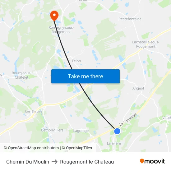 Chemin Du Moulin to Rougemont-le-Chateau map