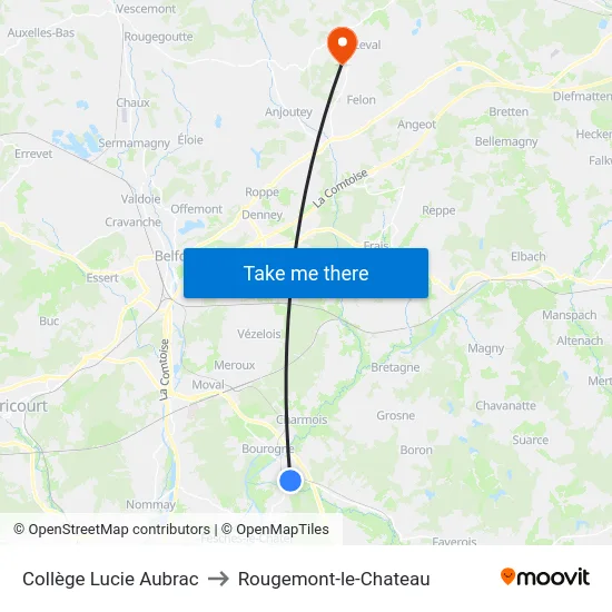 Collège Lucie Aubrac to Rougemont-le-Chateau map
