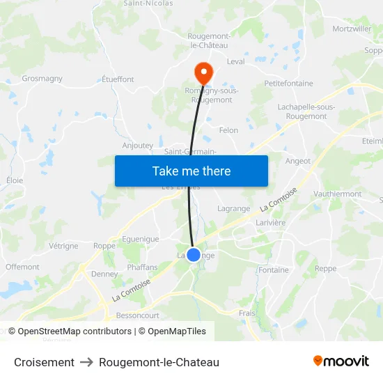 Croisement to Rougemont-le-Chateau map