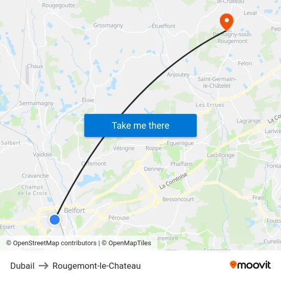 Dubail to Rougemont-le-Chateau map