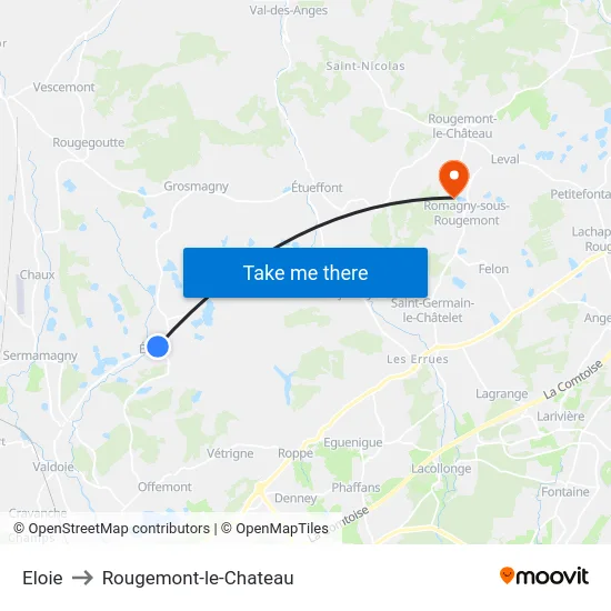 Eloie to Rougemont-le-Chateau map