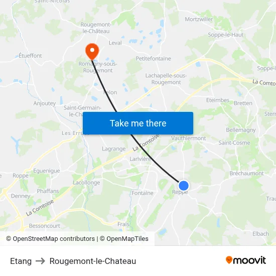 Etang to Rougemont-le-Chateau map