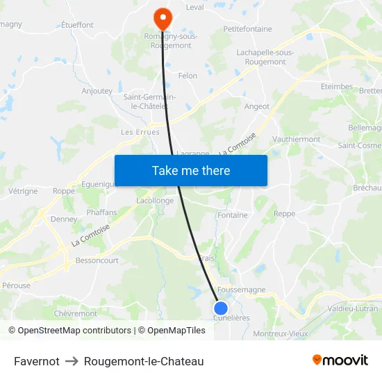 Favernot to Rougemont-le-Chateau map