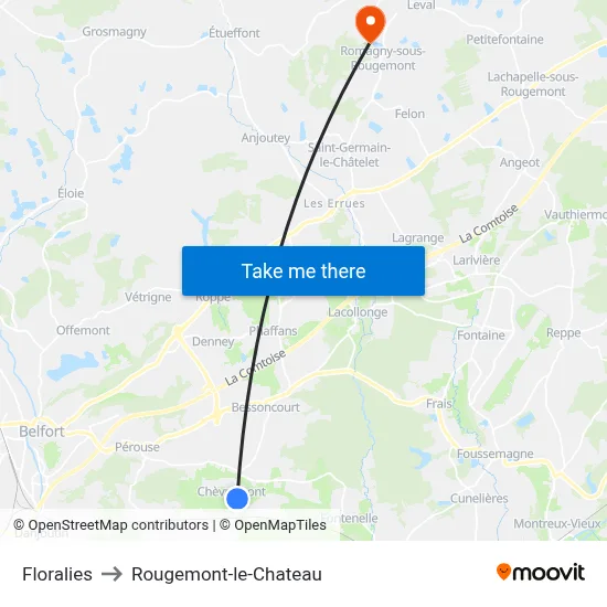 Floralies to Rougemont-le-Chateau map