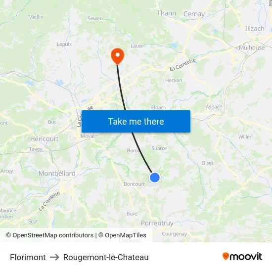 Florimont to Rougemont-le-Chateau map