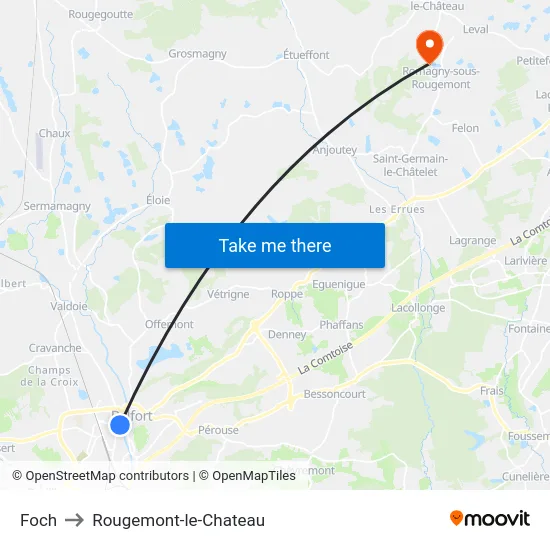 Foch to Rougemont-le-Chateau map