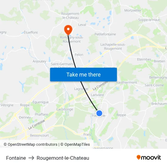 Fontaine to Rougemont-le-Chateau map