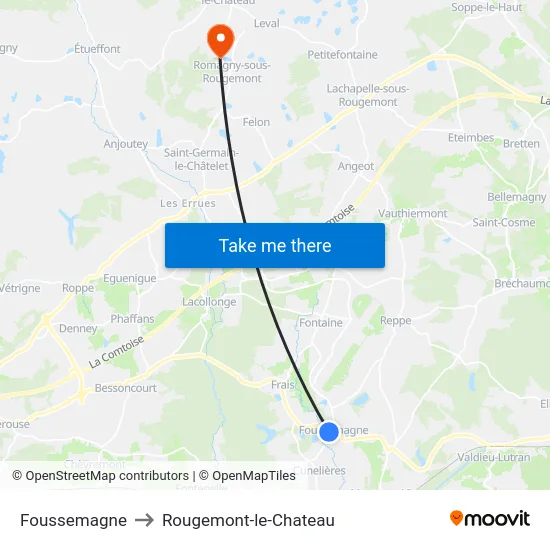 Foussemagne to Rougemont-le-Chateau map