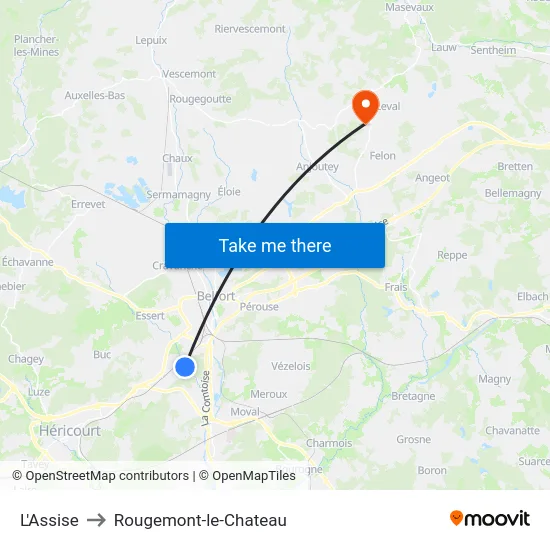 L'Assise to Rougemont-le-Chateau map