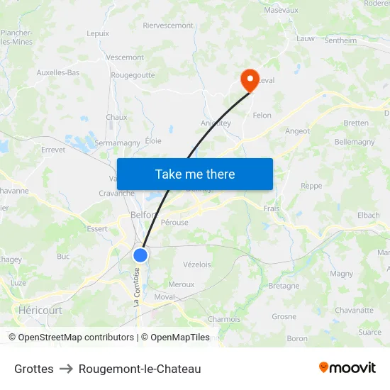 Grottes to Rougemont-le-Chateau map