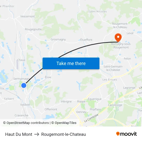 Haut Du Mont to Rougemont-le-Chateau map