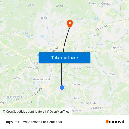 Japy to Rougemont-le-Chateau map