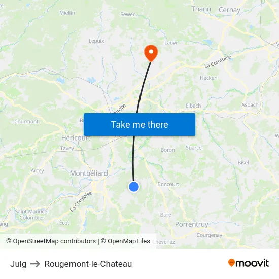 Julg to Rougemont-le-Chateau map