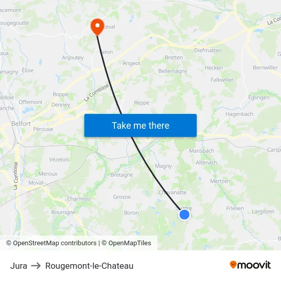 Jura to Rougemont-le-Chateau map