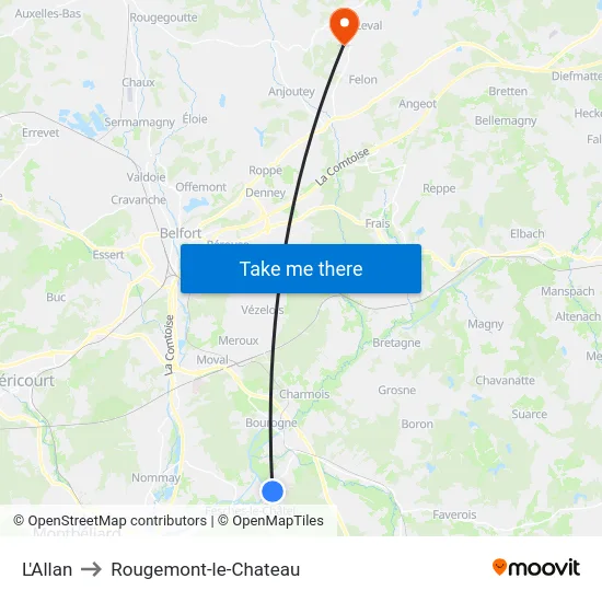 L'Allan to Rougemont-le-Chateau map