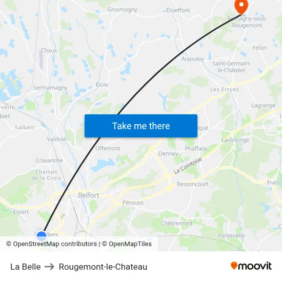 La Belle to Rougemont-le-Chateau map