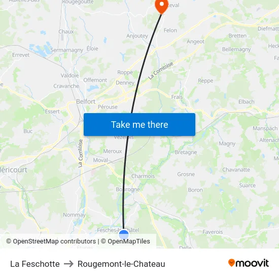 La Feschotte to Rougemont-le-Chateau map