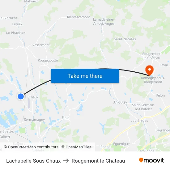 Lachapelle-Sous-Chaux to Rougemont-le-Chateau map