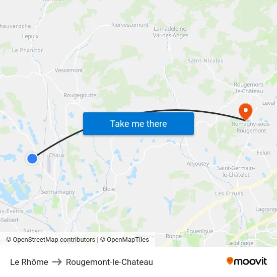 Le Rhôme to Rougemont-le-Chateau map