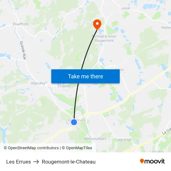 Les Errues to Rougemont-le-Chateau map