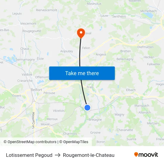 Lotissement Pegoud to Rougemont-le-Chateau map