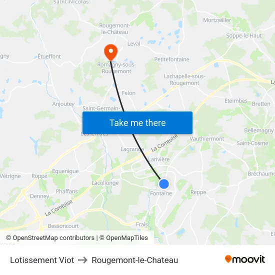 Lotissement Viot to Rougemont-le-Chateau map