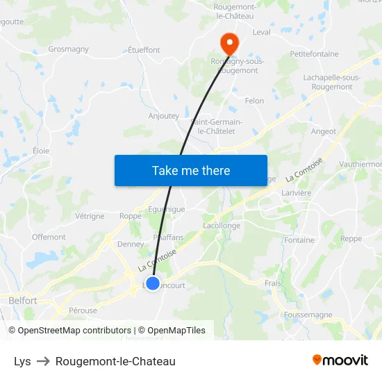 Lys to Rougemont-le-Chateau map