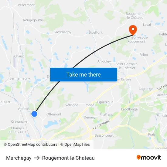 Marchegay to Rougemont-le-Chateau map