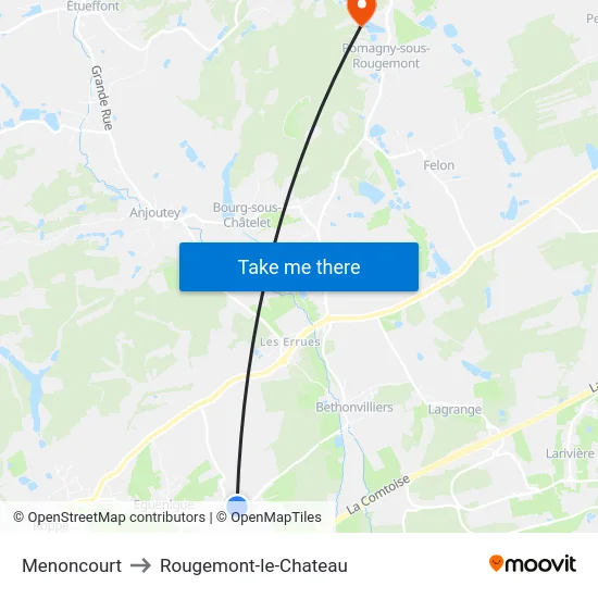 Menoncourt to Rougemont-le-Chateau map
