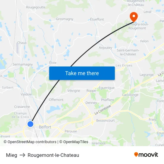 Mieg to Rougemont-le-Chateau map