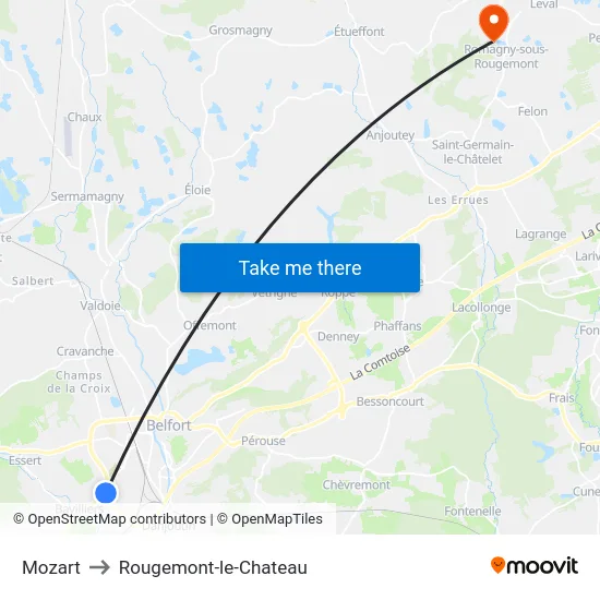 Mozart to Rougemont-le-Chateau map