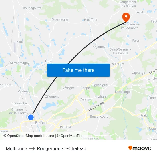 Mulhouse to Rougemont-le-Chateau map