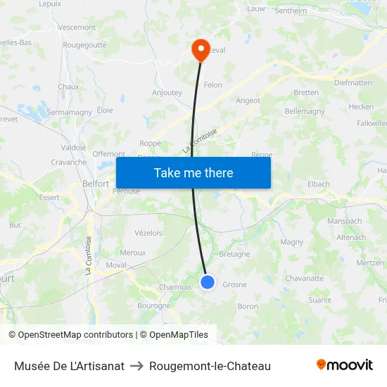 Musée De L'Artisanat to Rougemont-le-Chateau map