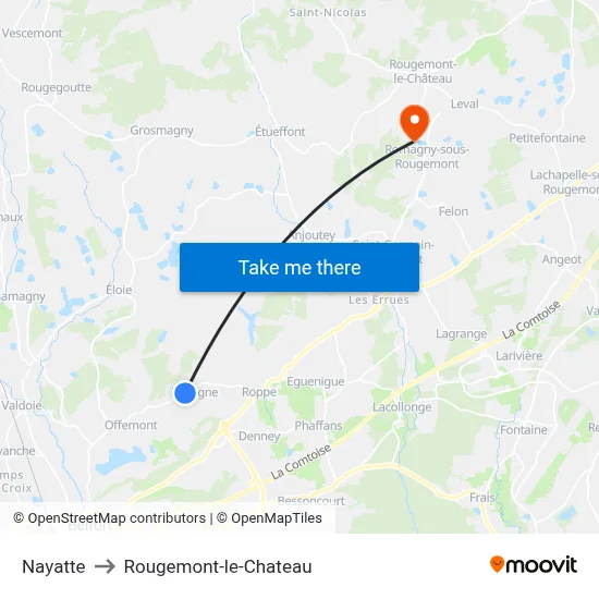 Nayatte to Rougemont-le-Chateau map