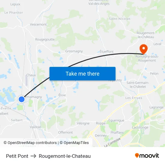 Petit Pont to Rougemont-le-Chateau map