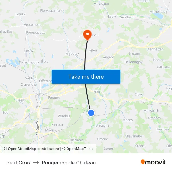 Petit-Croix to Rougemont-le-Chateau map