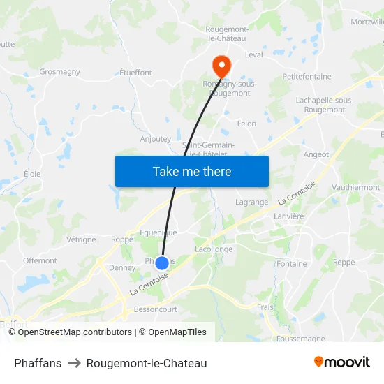 Phaffans to Rougemont-le-Chateau map