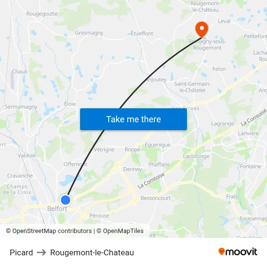 Picard to Rougemont-le-Chateau map