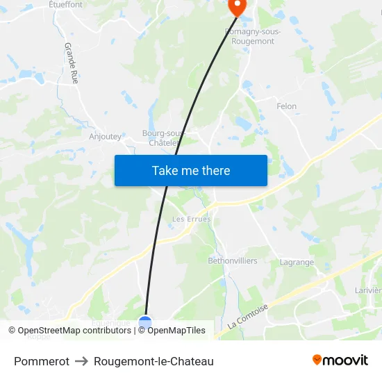 Pommerot to Rougemont-le-Chateau map