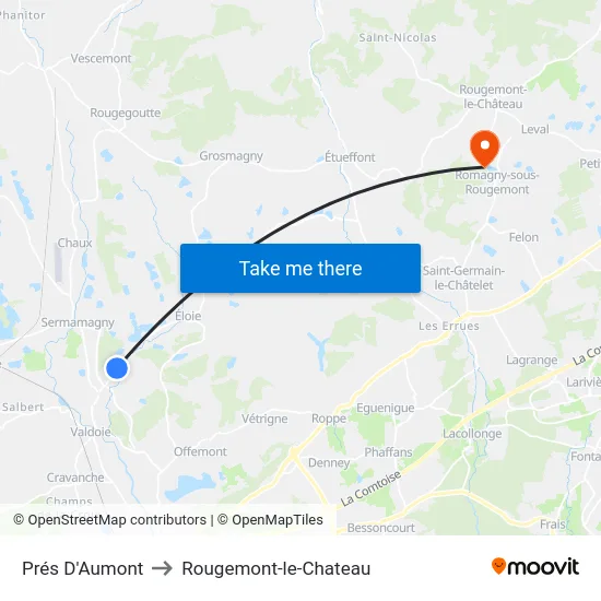 Prés D'Aumont to Rougemont-le-Chateau map