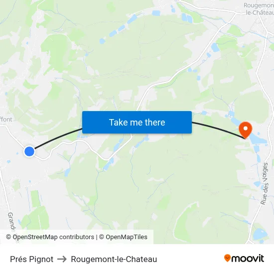 Prés Pignot to Rougemont-le-Chateau map