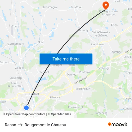 Renan to Rougemont-le-Chateau map